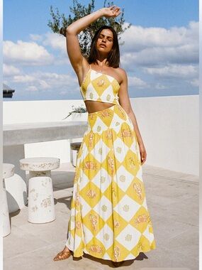 Sabo size XS never worn tags attached Yellow Diamond-Print Maxi Skirt - Women